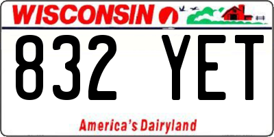 WI license plate 832YET