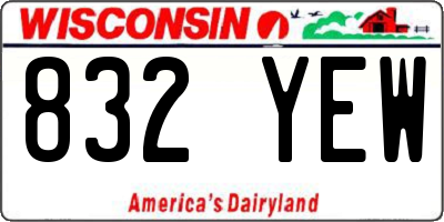 WI license plate 832YEW