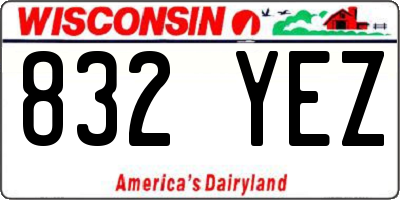 WI license plate 832YEZ