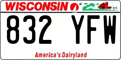 WI license plate 832YFW