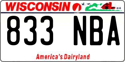 WI license plate 833NBA