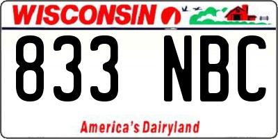 WI license plate 833NBC