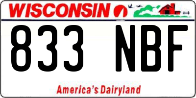WI license plate 833NBF