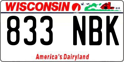 WI license plate 833NBK