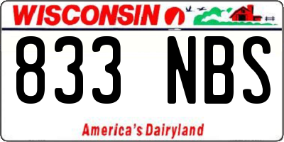 WI license plate 833NBS