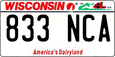 WI license plate 833NCA