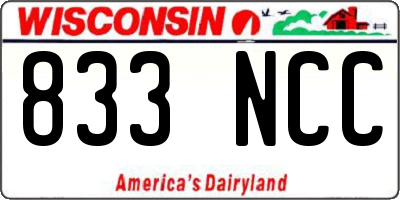 WI license plate 833NCC