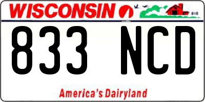 WI license plate 833NCD