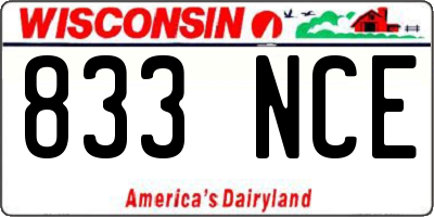 WI license plate 833NCE