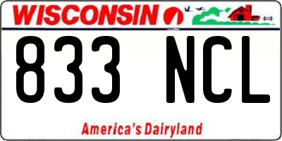WI license plate 833NCL