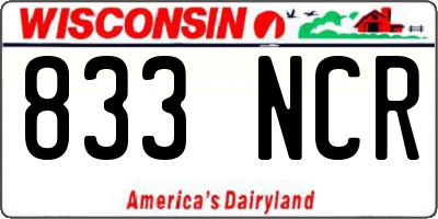 WI license plate 833NCR