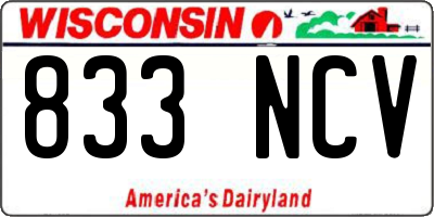 WI license plate 833NCV