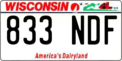 WI license plate 833NDF
