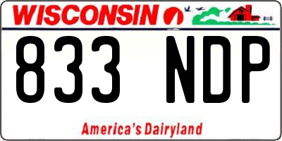 WI license plate 833NDP