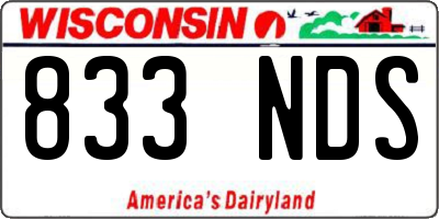 WI license plate 833NDS