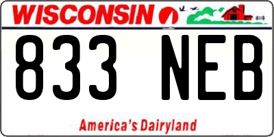 WI license plate 833NEB
