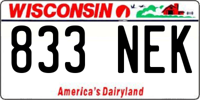 WI license plate 833NEK