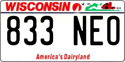 WI license plate 833NEO