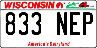 WI license plate 833NEP