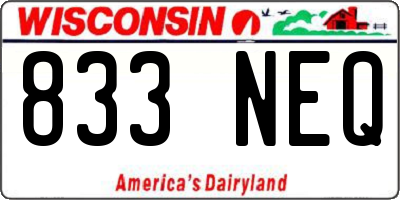 WI license plate 833NEQ