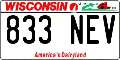 WI license plate 833NEV