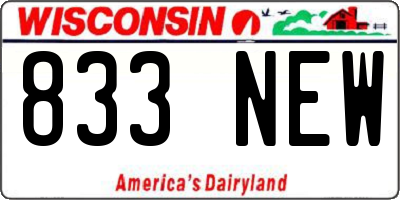 WI license plate 833NEW