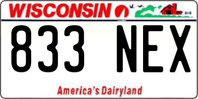 WI license plate 833NEX