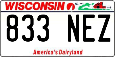 WI license plate 833NEZ