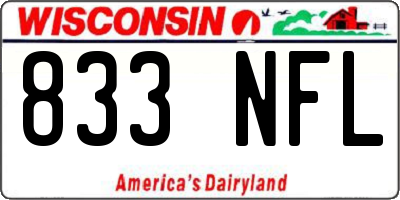 WI license plate 833NFL