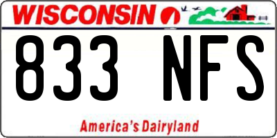 WI license plate 833NFS