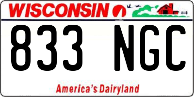 WI license plate 833NGC