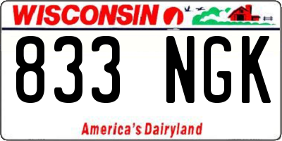 WI license plate 833NGK