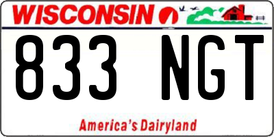 WI license plate 833NGT