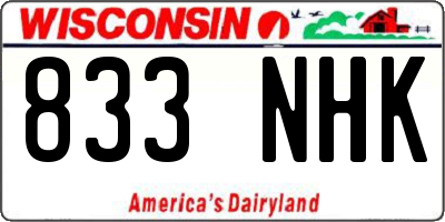 WI license plate 833NHK