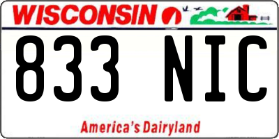 WI license plate 833NIC