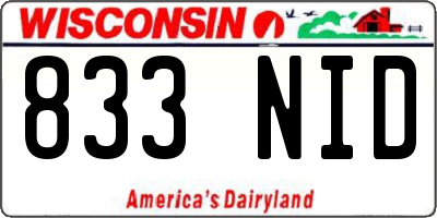 WI license plate 833NID