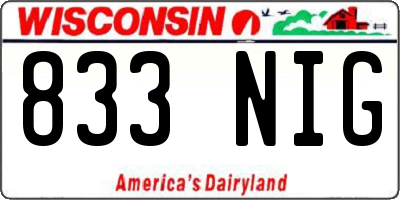 WI license plate 833NIG
