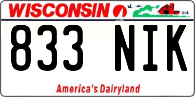 WI license plate 833NIK