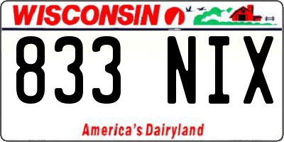 WI license plate 833NIX