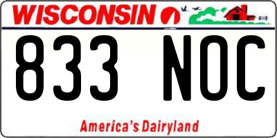 WI license plate 833NOC