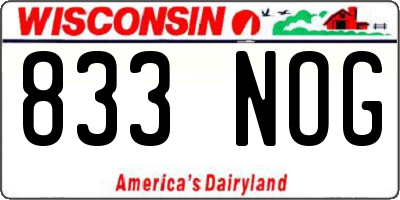 WI license plate 833NOG
