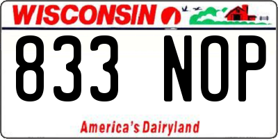 WI license plate 833NOP