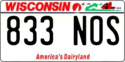 WI license plate 833NOS