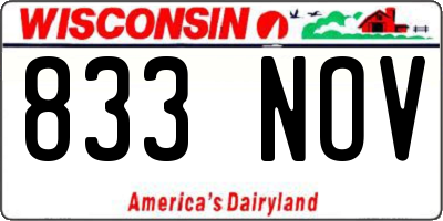 WI license plate 833NOV