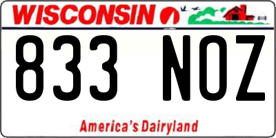 WI license plate 833NOZ
