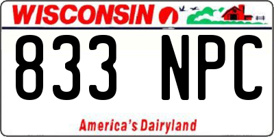 WI license plate 833NPC