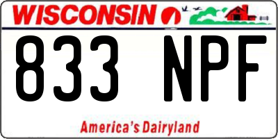 WI license plate 833NPF