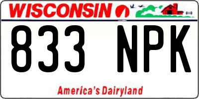 WI license plate 833NPK