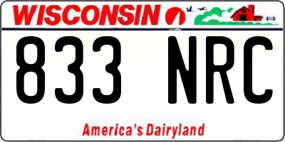 WI license plate 833NRC