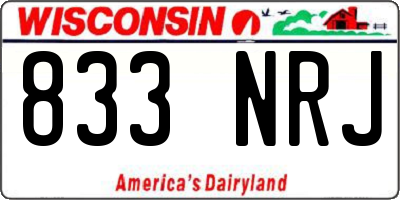 WI license plate 833NRJ